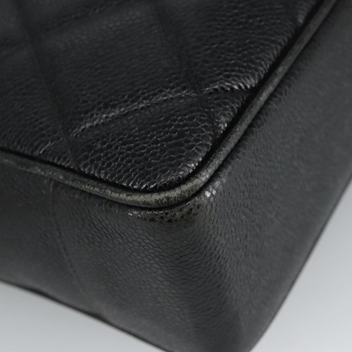 CHANEL Matelasse Hand Bag Caviar Skin Black CC Auth 101307M