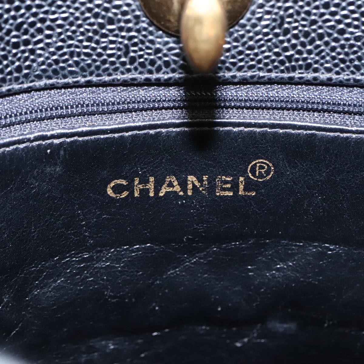 CHANEL Matelasse Hand Bag Caviar Skin Black CC Auth 101307M