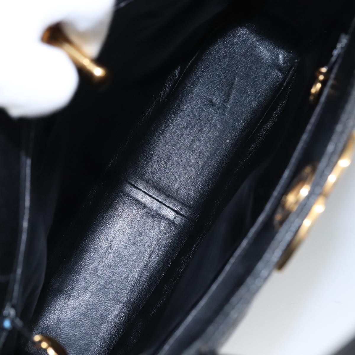 CHANEL Matelasse Hand Bag Caviar Skin Black CC Auth 101307M