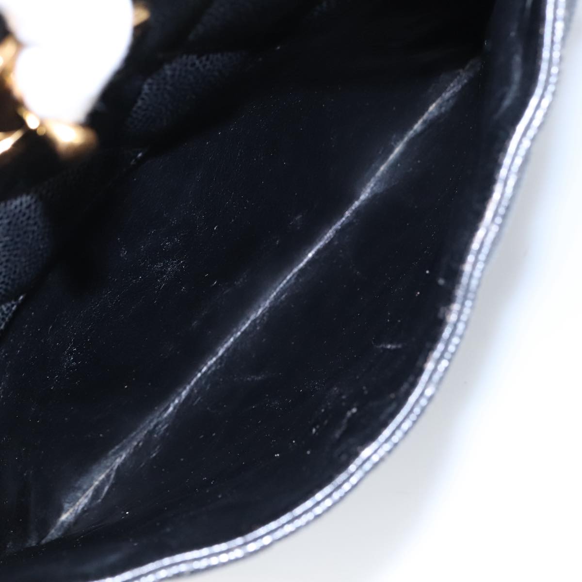 CHANEL Matelasse Hand Bag Caviar Skin Black CC Auth 101307M