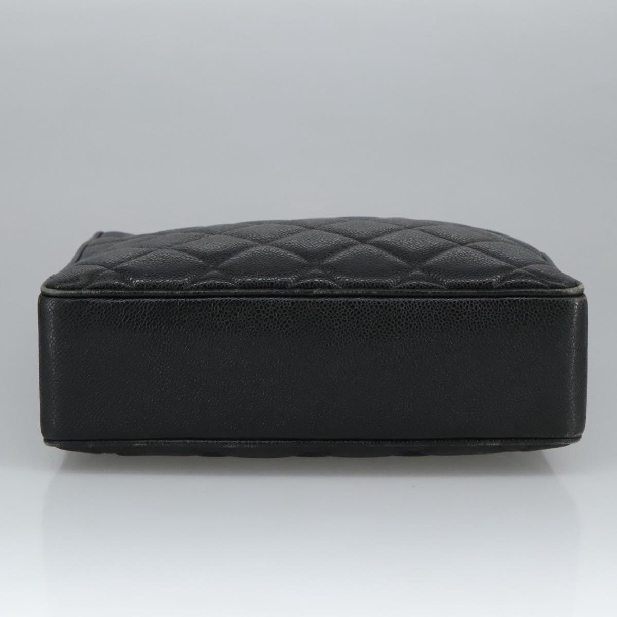 CHANEL Matelasse Hand Bag Caviar Skin Black CC Auth 101307M