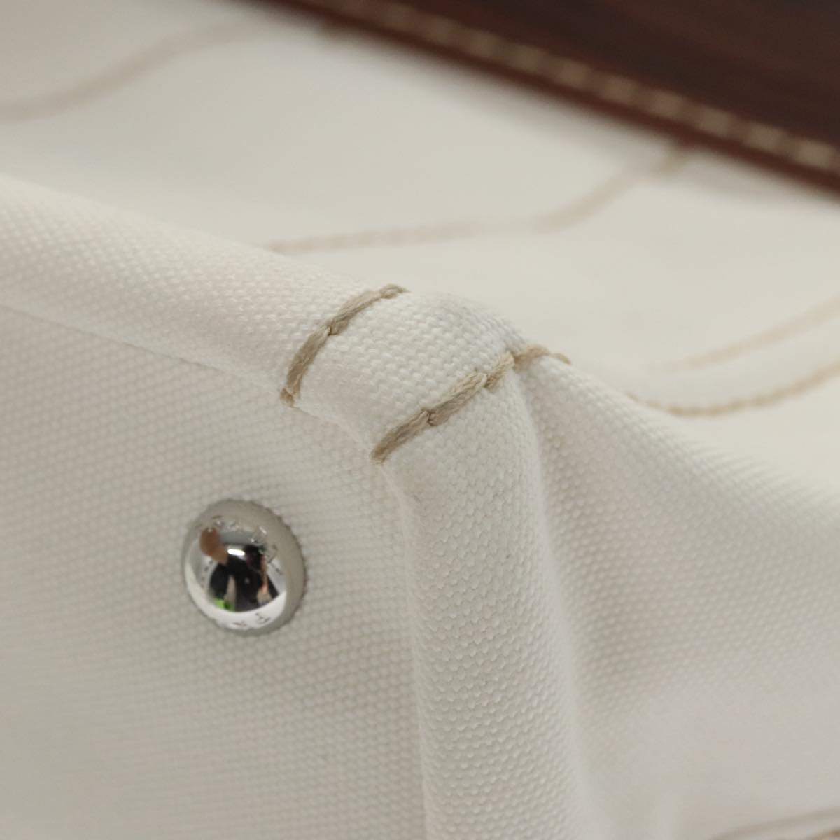 PRADA Canapalage Hand Bag Canvas White Silver 1BG350 Auth 101308SV