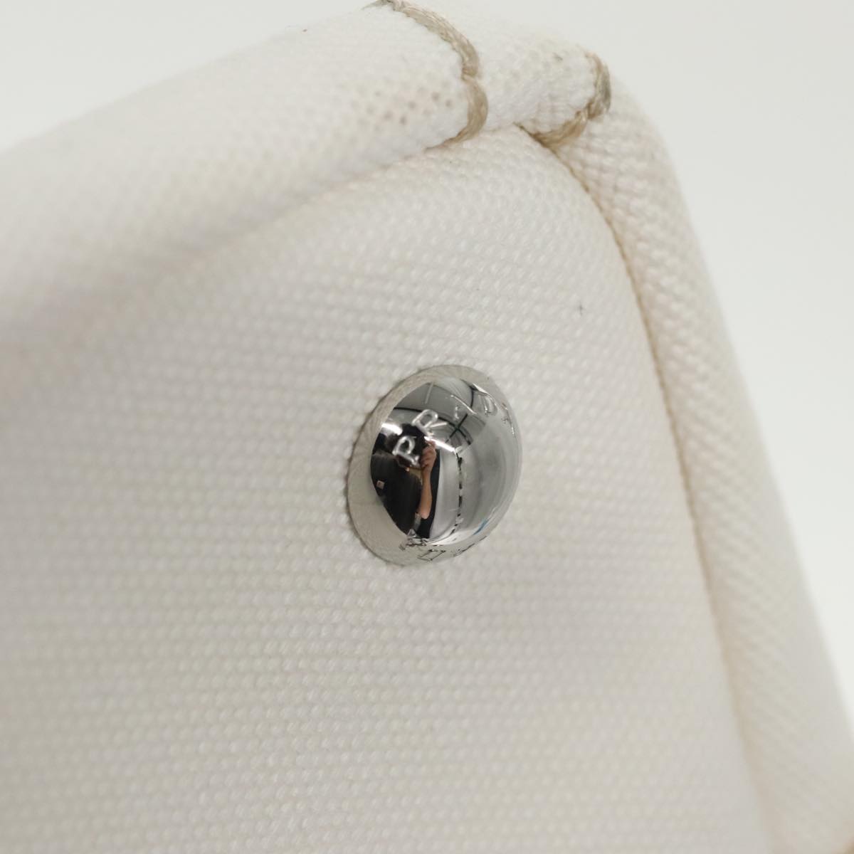 PRADA Canapalage Hand Bag Canvas White Silver 1BG350 Auth 101308SV