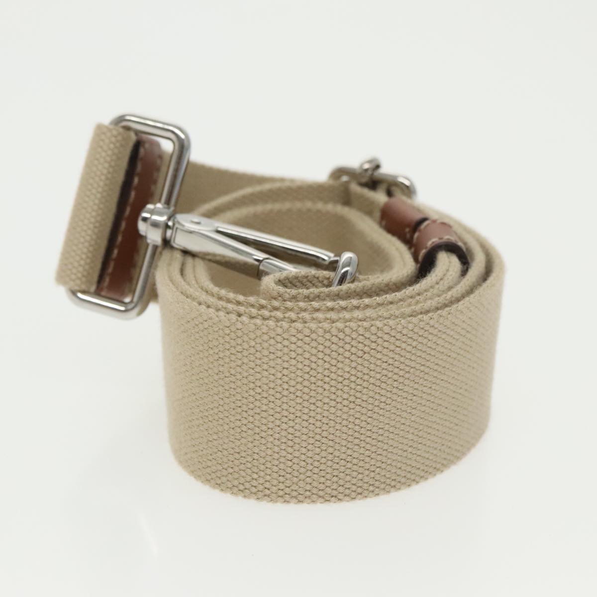 PRADA Canapalage Hand Bag Canvas White Silver 1BG350 Auth 101308SV