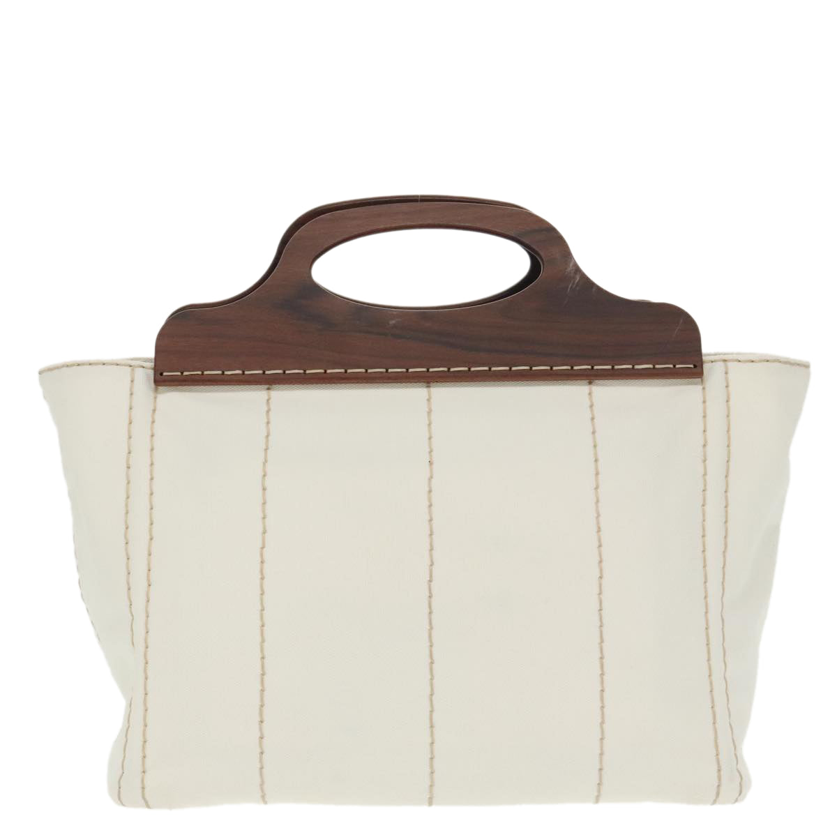 PRADA Canapalage Hand Bag Canvas White Silver 1BG350 Auth 101308SV