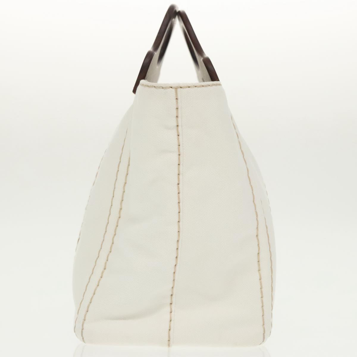 PRADA Canapalage Hand Bag Canvas White Silver 1BG350 Auth 101308SV