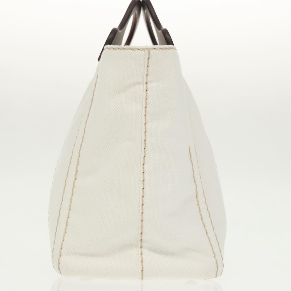 PRADA Canapalage Hand Bag Canvas White Silver 1BG350 Auth 101308SV