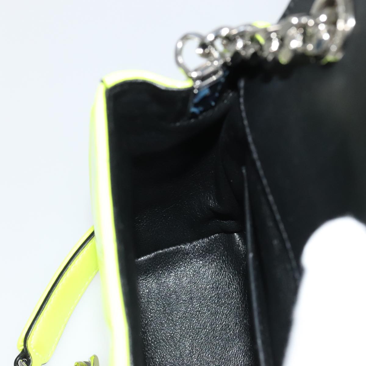 SAINT LAURENT Chain Vicky Small Bag Enamel Yellow Silver 538439 Auth 101382SAM