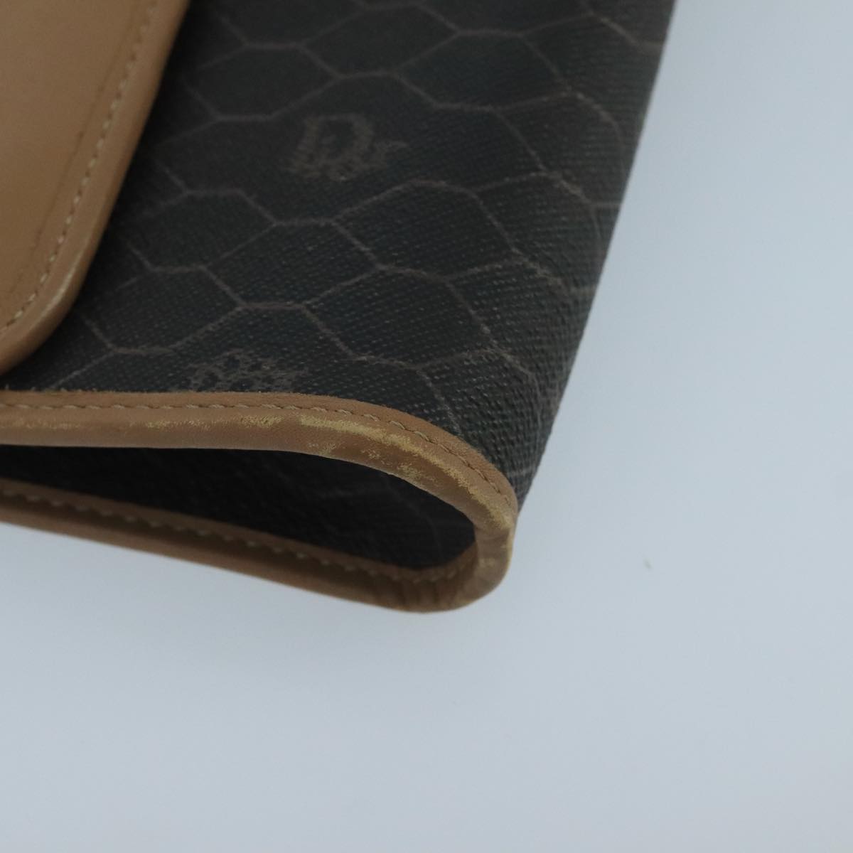 Christian Dior Honeycomb Canvas Shoulder Bag PVC Gold Black Auth 101442