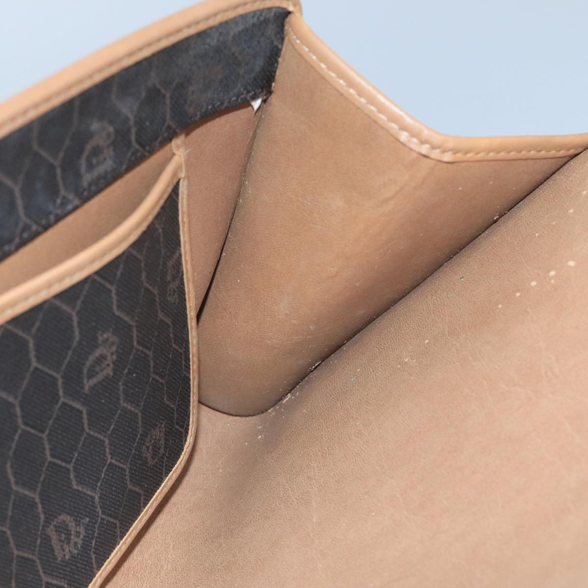 Christian Dior Honeycomb Canvas Shoulder Bag PVC Gold Black Auth 101442