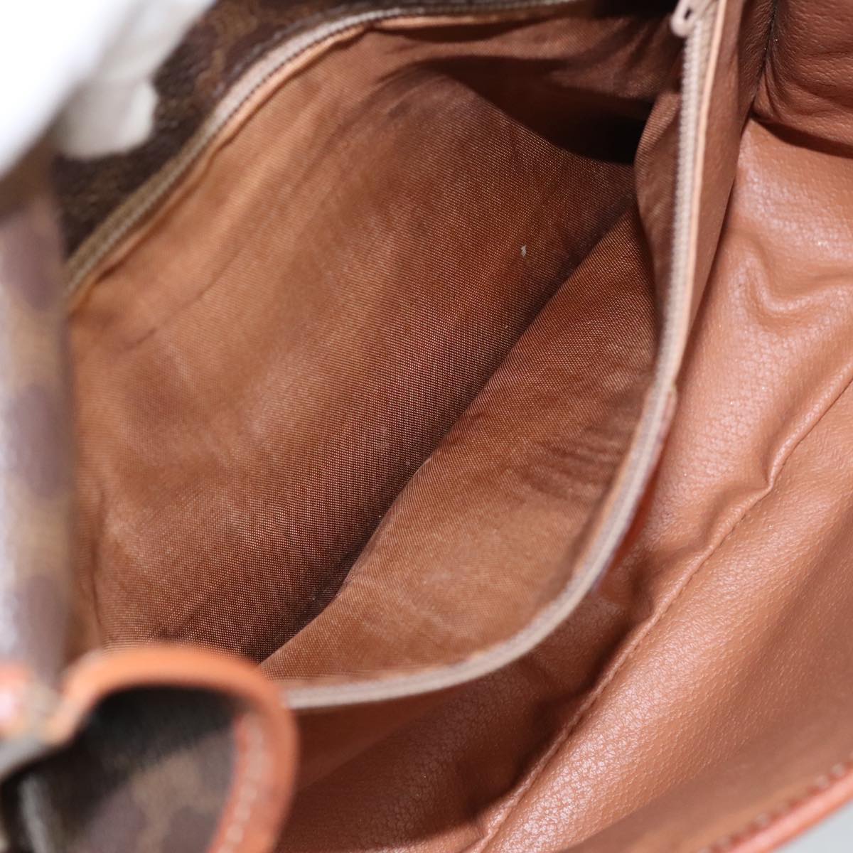 CELINE Macadam Canvas Circle Shoulder Bag PVC Leather Brown Auth 101470