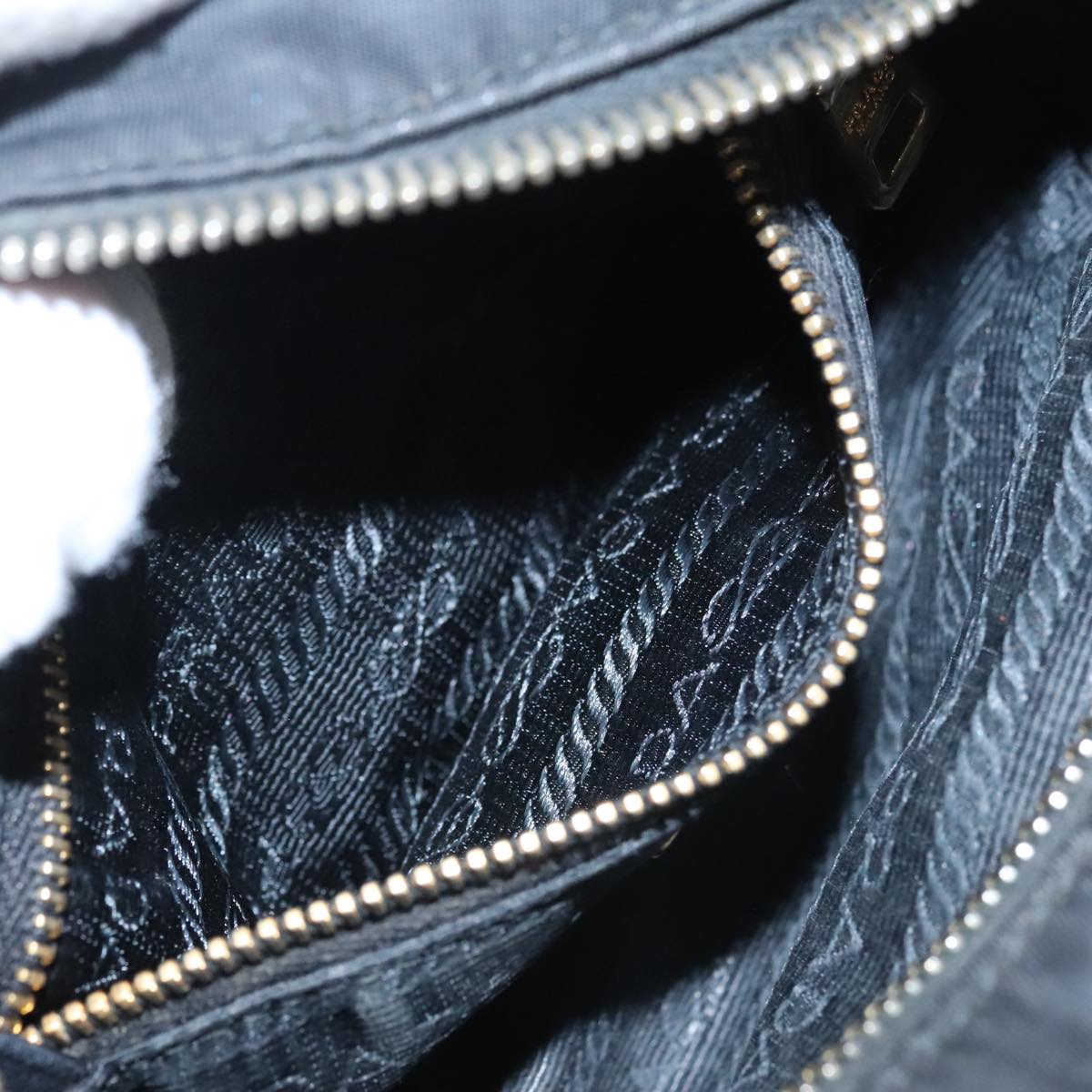 PRADA Pouch Nylon Black Gold Auth 101547