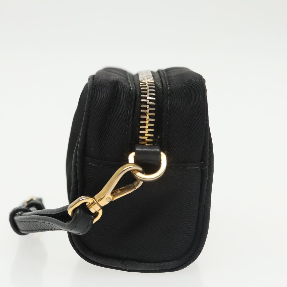 PRADA Pouch Nylon Black Gold Auth 101547