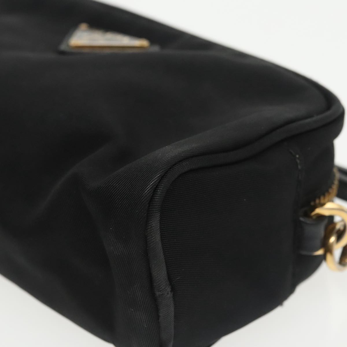 PRADA Pouch Nylon Black Gold Auth 101547
