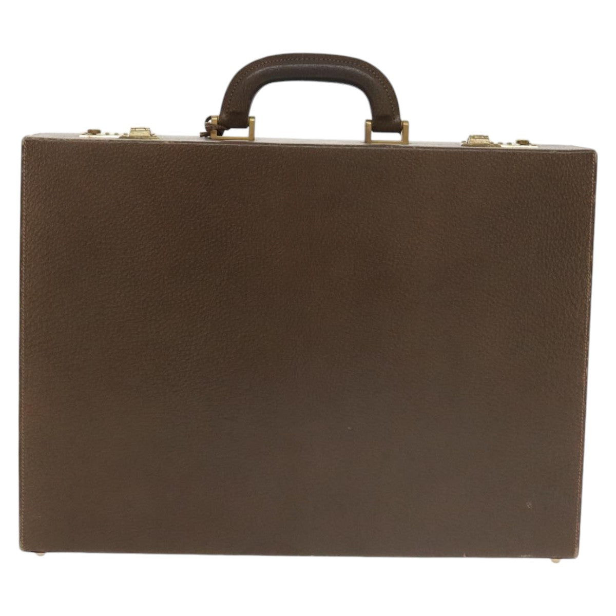 GUCCI Trunk Leather Brown Gold Auth 101575