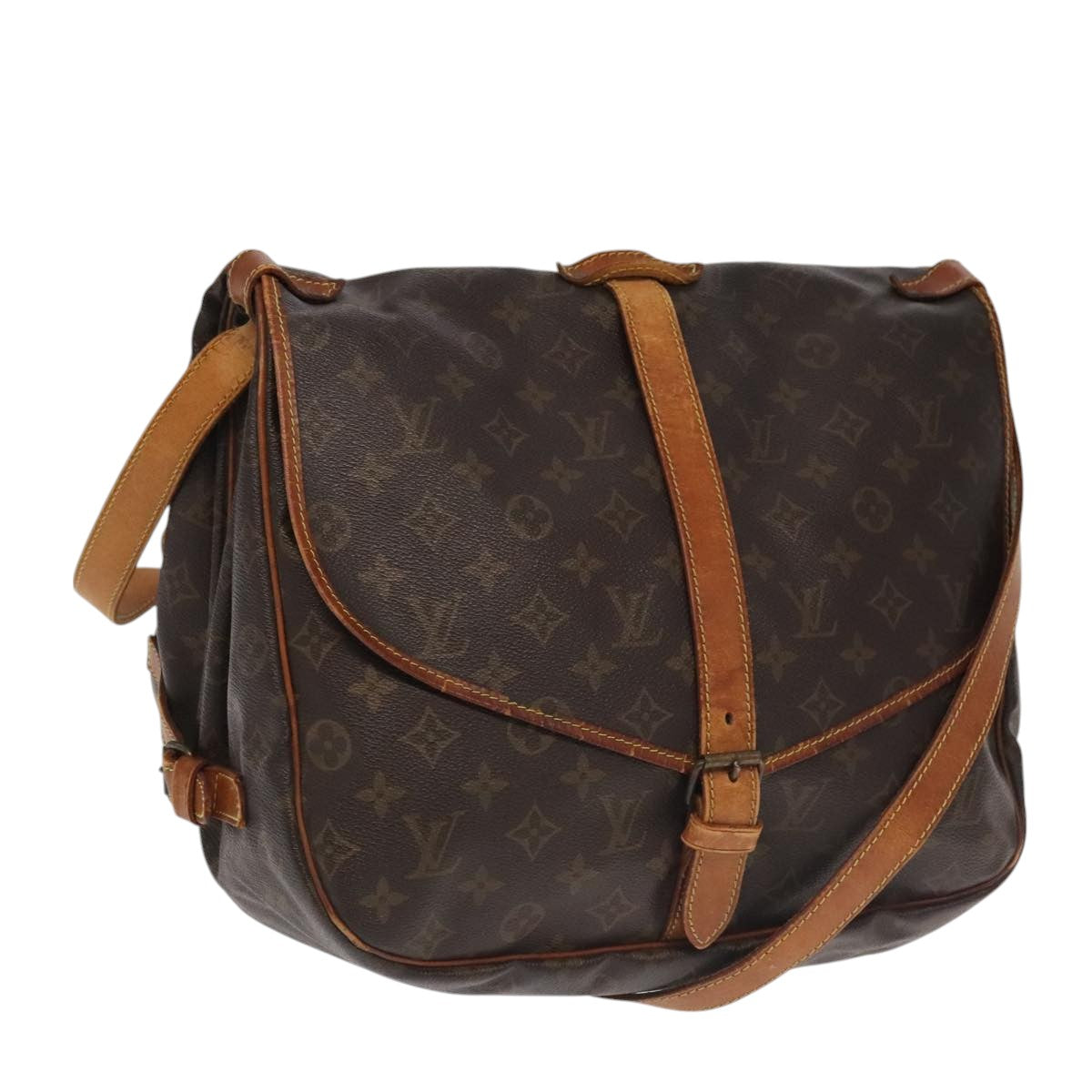 LOUIS VUITTON Monogram Saumur 35 Shoulder Bag M42254 LV Auth 101695