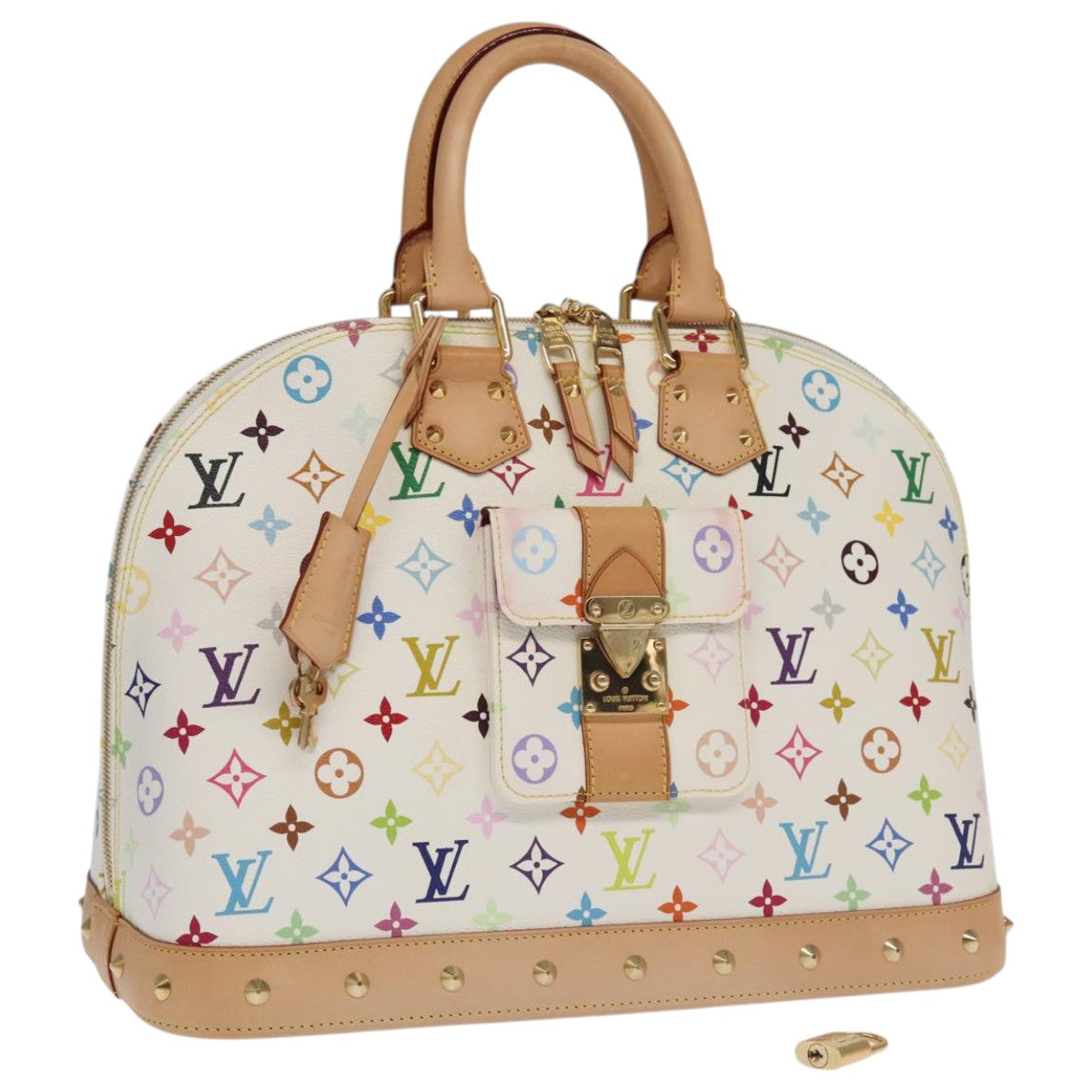LOUIS VUITTON Monogram Multicolor Alma GM Hand Bag White M40441 LV Auth 101776SM