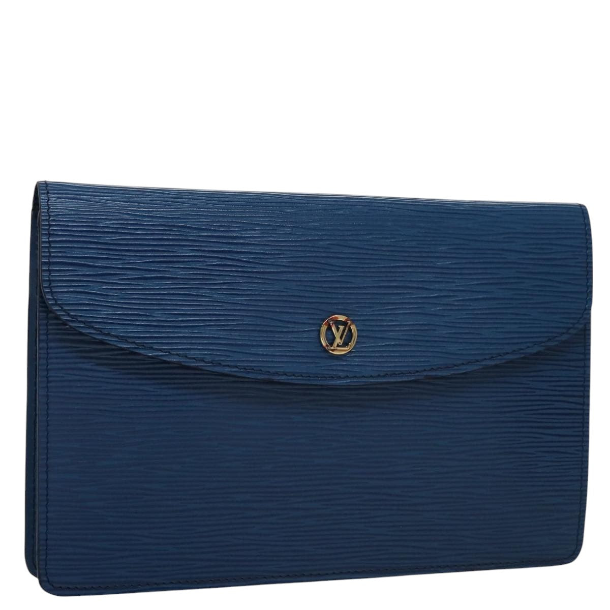 LOUIS VUITTON Epi Montaigne 23 Clutch Bag Blue M52665 LV Auth 101782