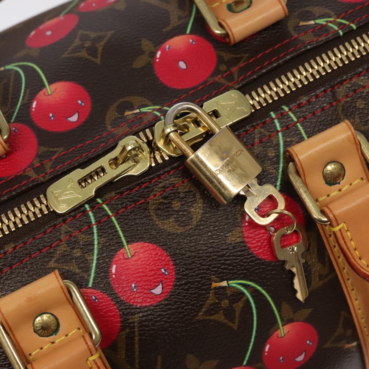 LOUIS VUITTON Monogram Cherry Keepall 45 Boston Bag M95011 LV Auth 101791SM