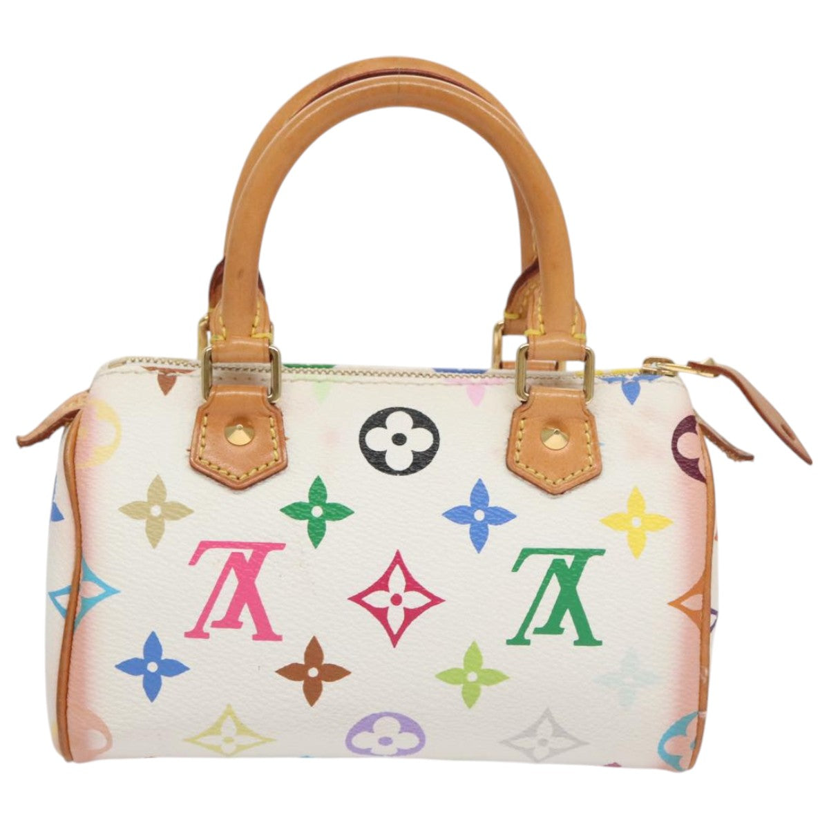 LOUIS VUITTON Monogram Multicolor Mini Speedy Hand Bag White M92645 Auth 101826V