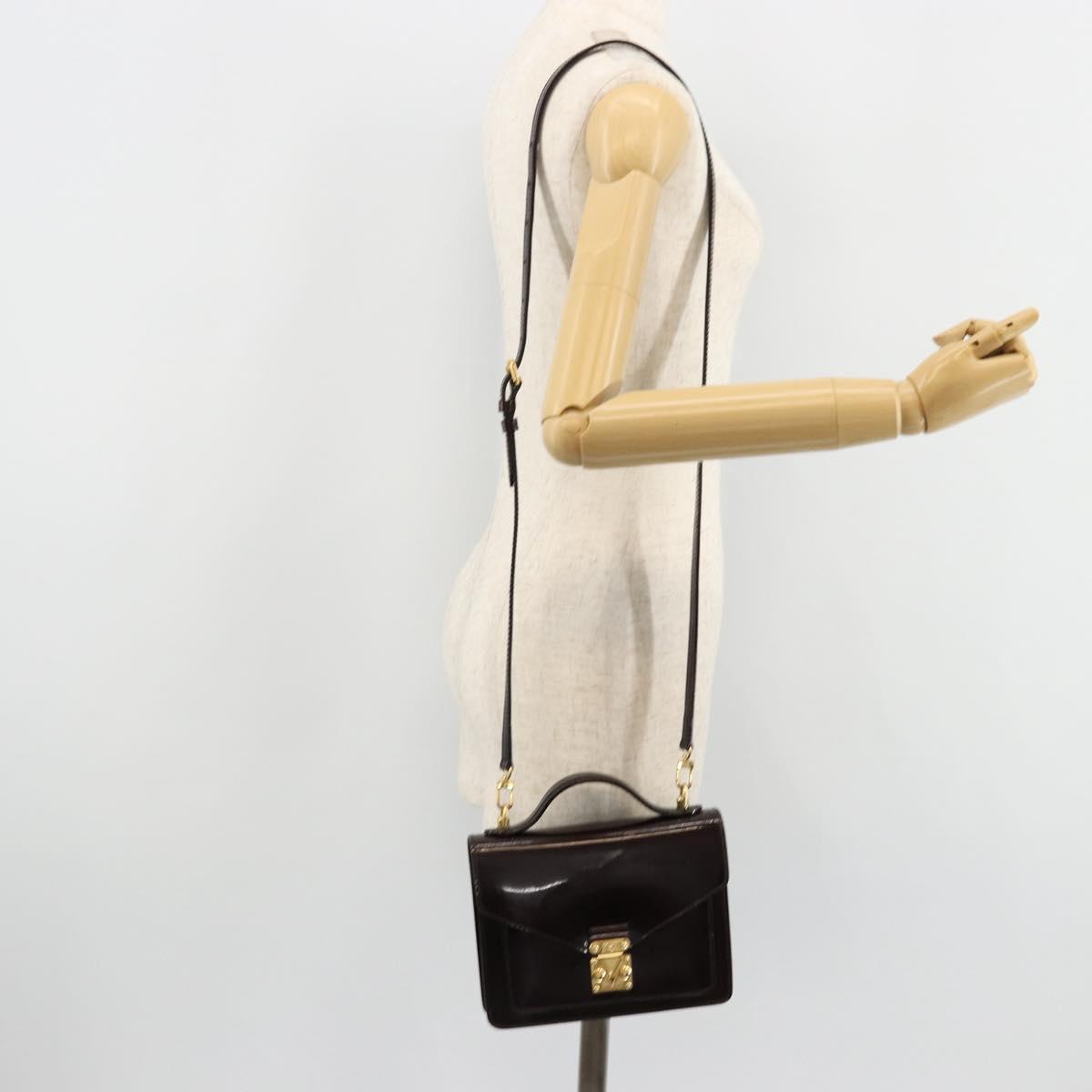 LOUIS VUITTON Vernis Monceau BB Hand Bag 2way Amarante M91580 LV Auth 101839