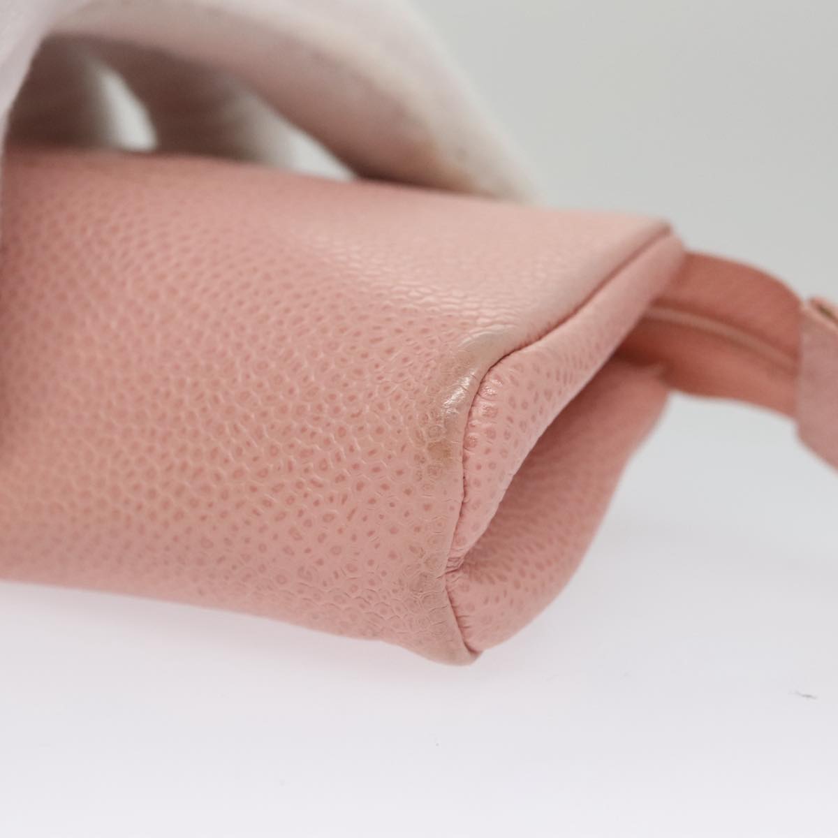 CHANEL Pouch Caviar Skin Pink Gold CC Auth 101855