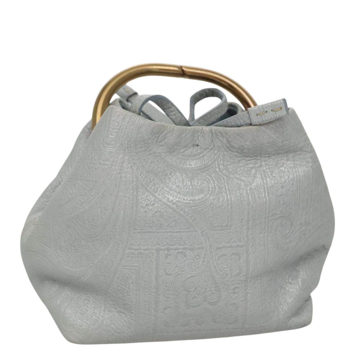 PRADA Hand Bag Leather Light Blue Auth 101859V