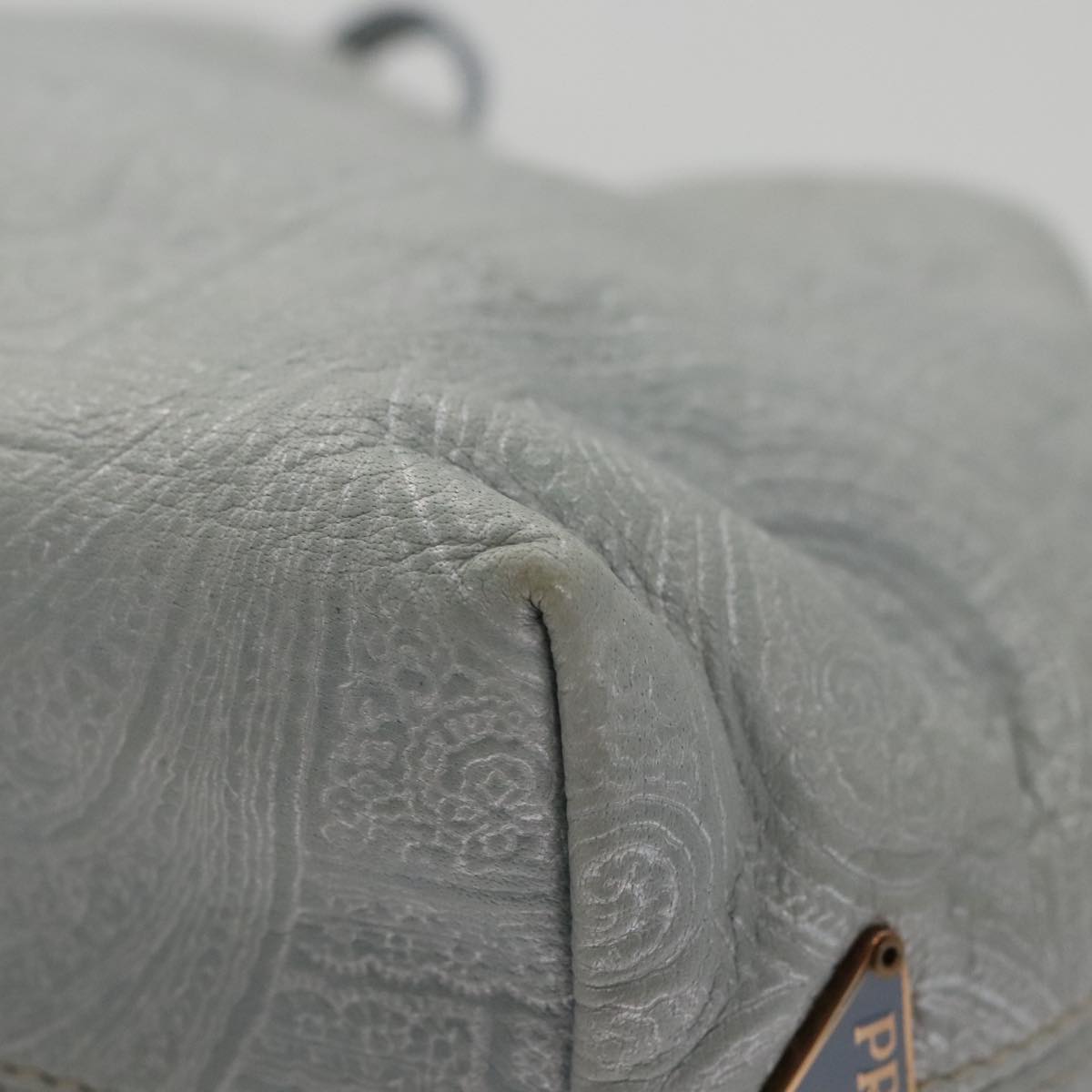 PRADA Hand Bag Leather Light Blue Auth 101859V