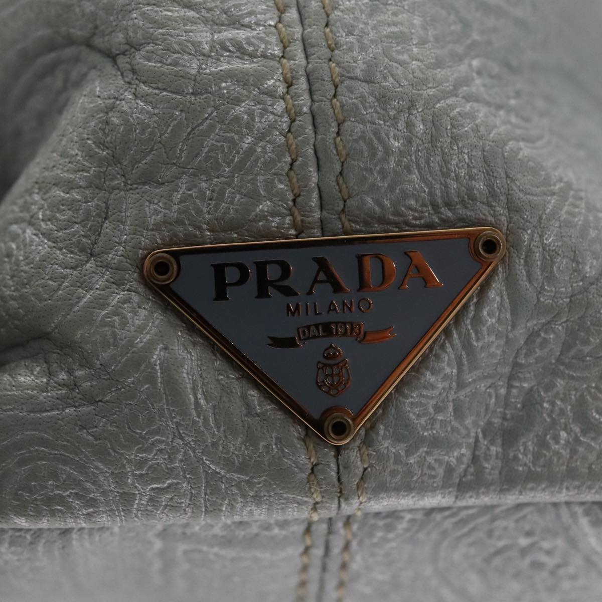 PRADA Hand Bag Leather Light Blue Auth 101859V