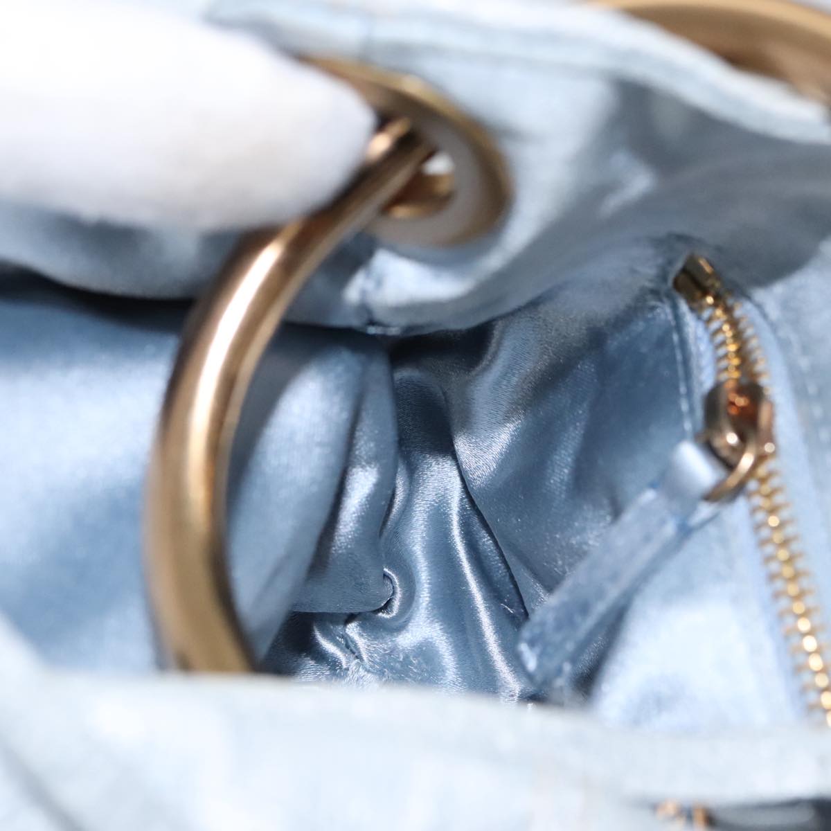 PRADA Hand Bag Leather Light Blue Auth 101859V