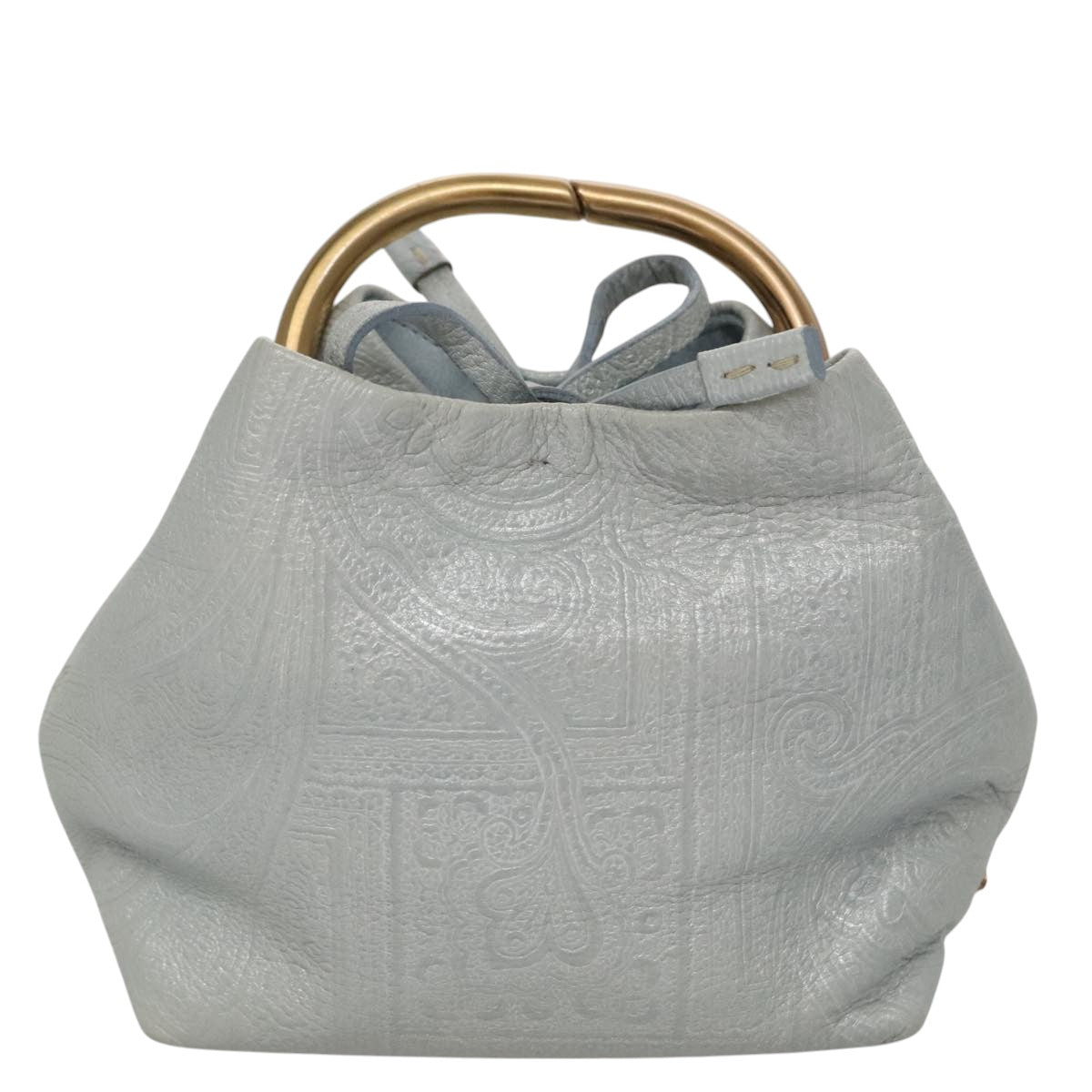 PRADA Hand Bag Leather Light Blue Auth 101859V