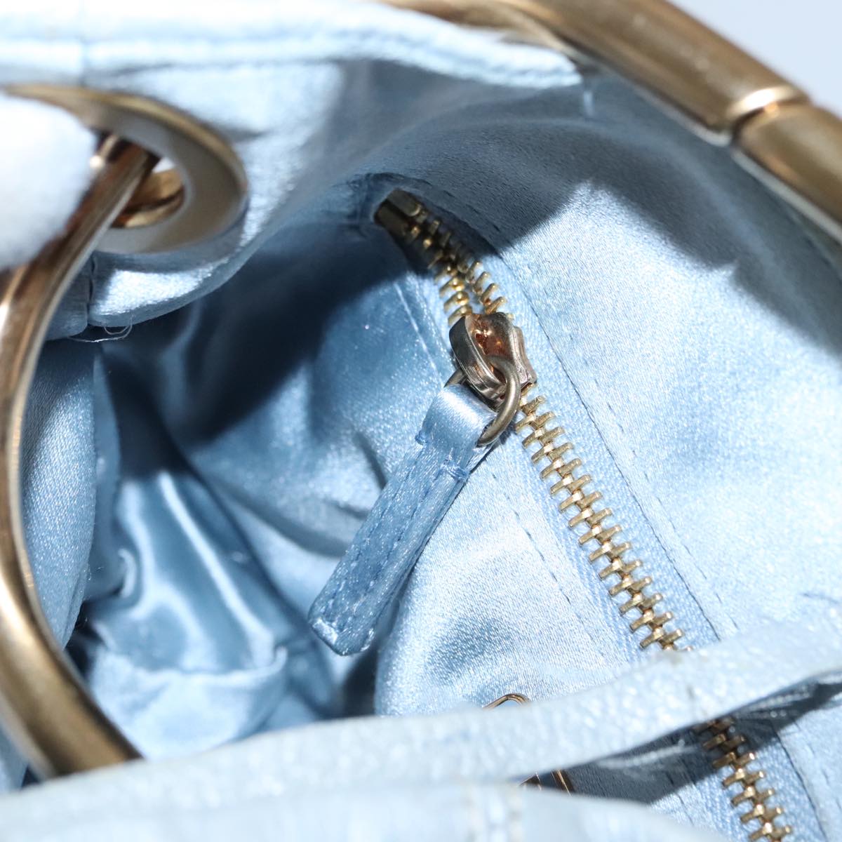 PRADA Hand Bag Leather Light Blue Auth 101859V