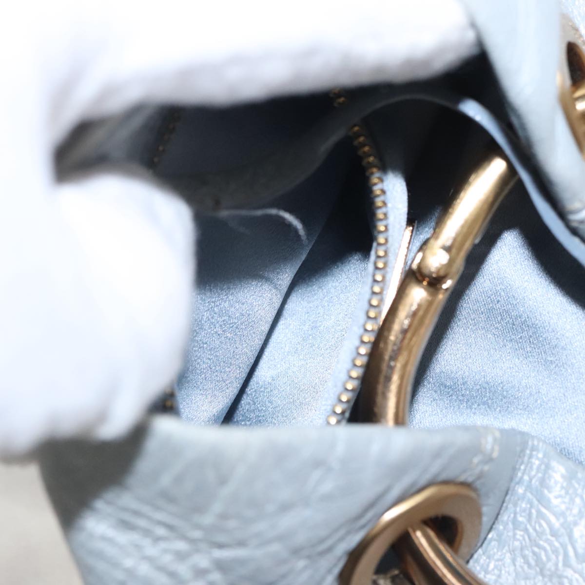 PRADA Hand Bag Leather Light Blue Auth 101859V