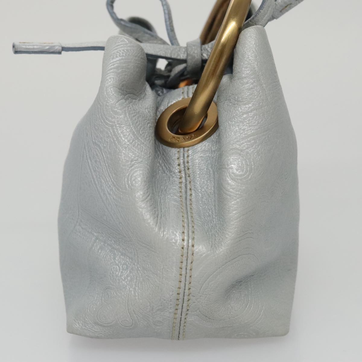 PRADA Hand Bag Leather Light Blue Auth 101859V