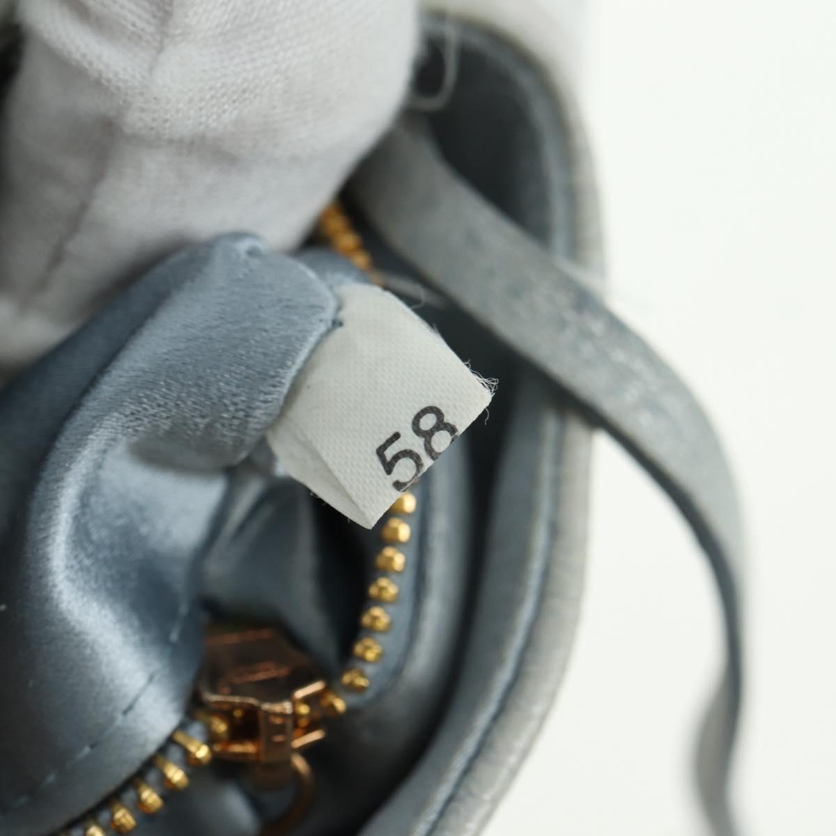 PRADA Hand Bag Leather Light Blue Gold Auth 101859V