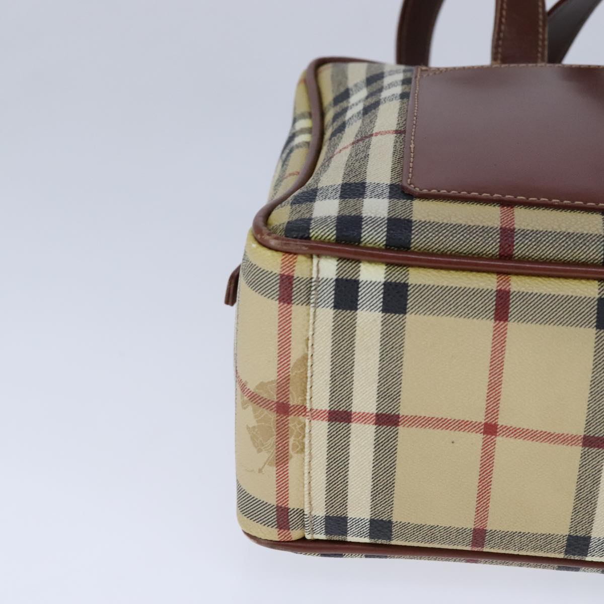 BURBERRY Nova Check Hand Bag PVC Leather Beige Auth 101860