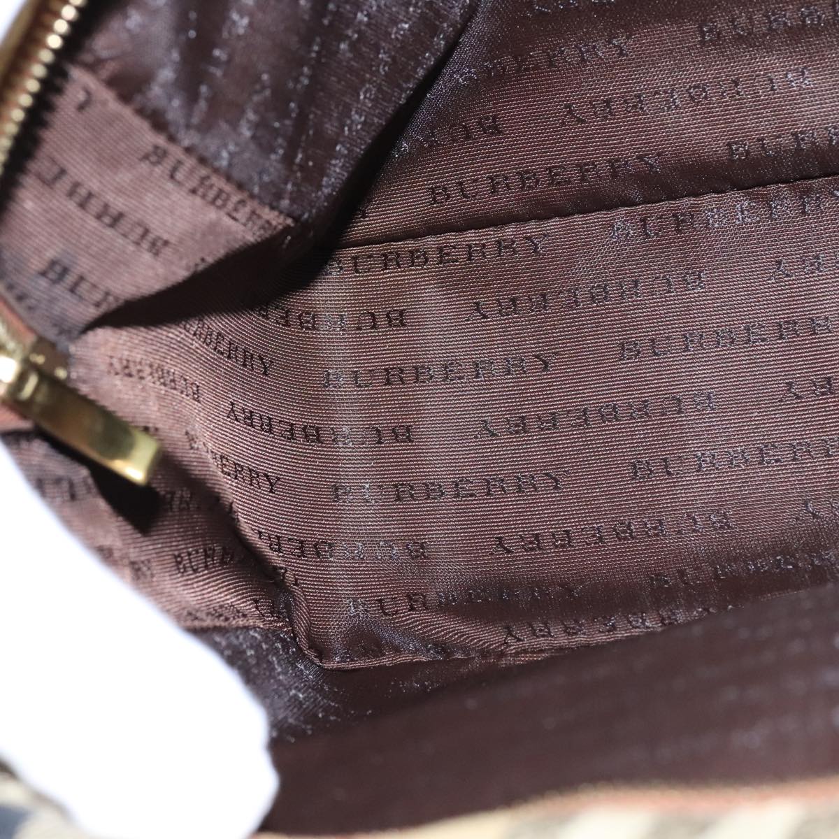 BURBERRY Nova Check Hand Bag PVC Leather Beige Auth 101860