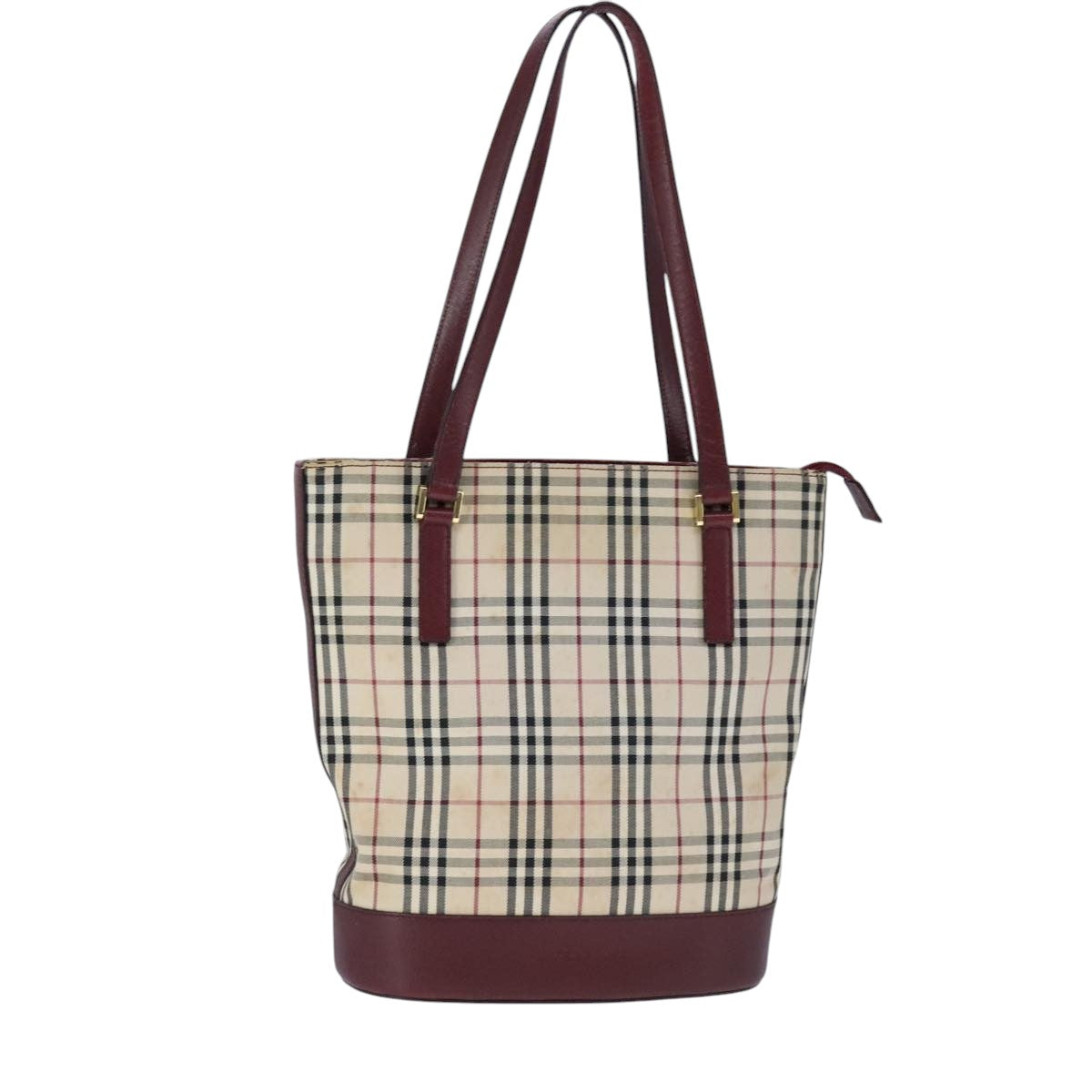 BURBERRY Nova Check Hand Bag Canvas Beige Auth 101867