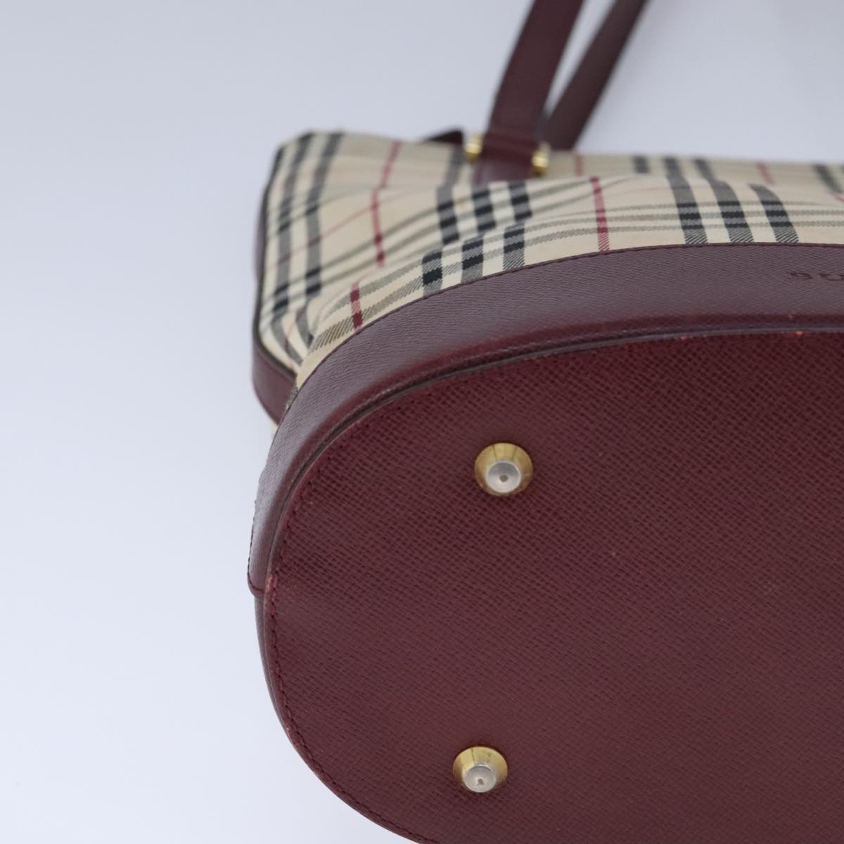 BURBERRY Nova Check Hand Bag Canvas Beige Auth 101867