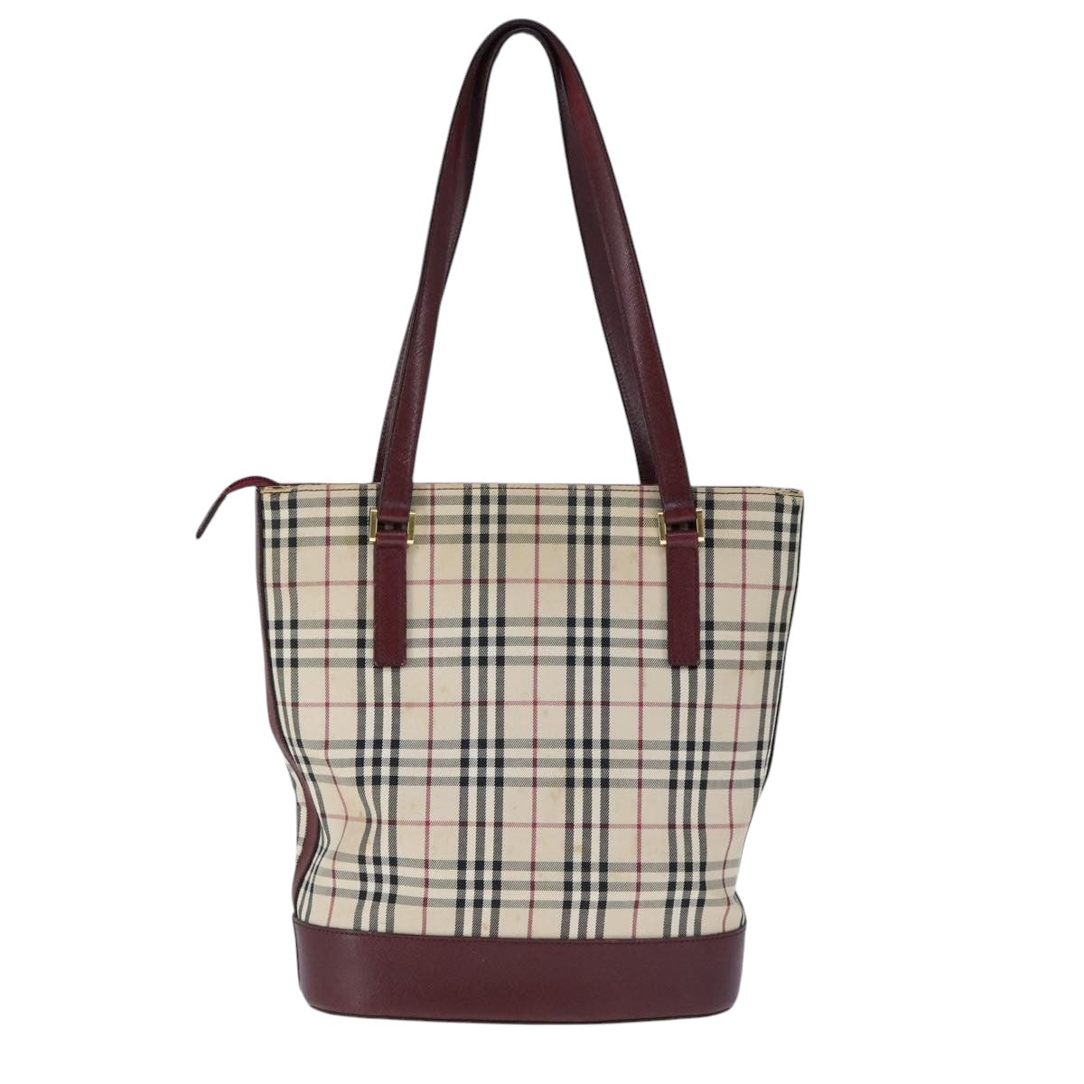 BURBERRY Nova Check Hand Bag Canvas Beige Auth 101867