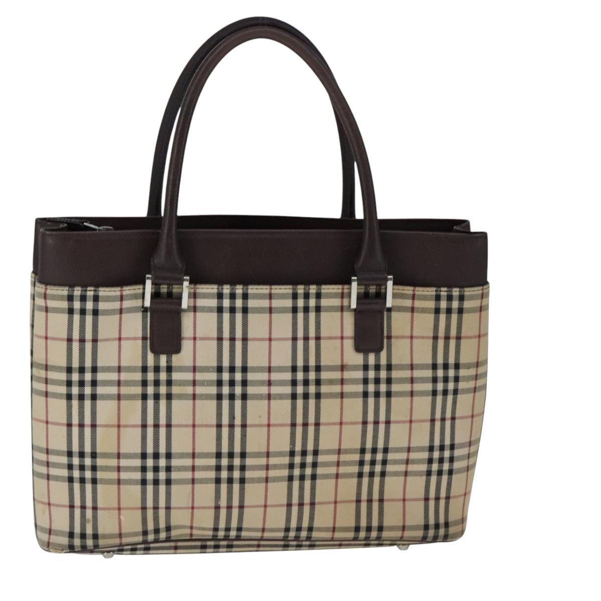 BURBERRY Nova Check Hand Bag Canvas Beige Auth 101880