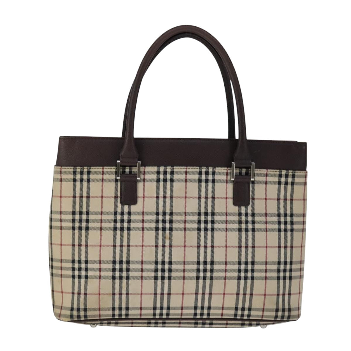 BURBERRY Nova Check Hand Bag Canvas Beige Auth 101880