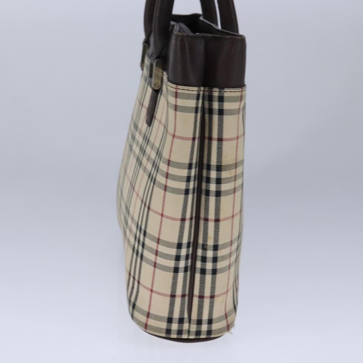 BURBERRY Nova Check Hand Bag Canvas Beige Auth 101880