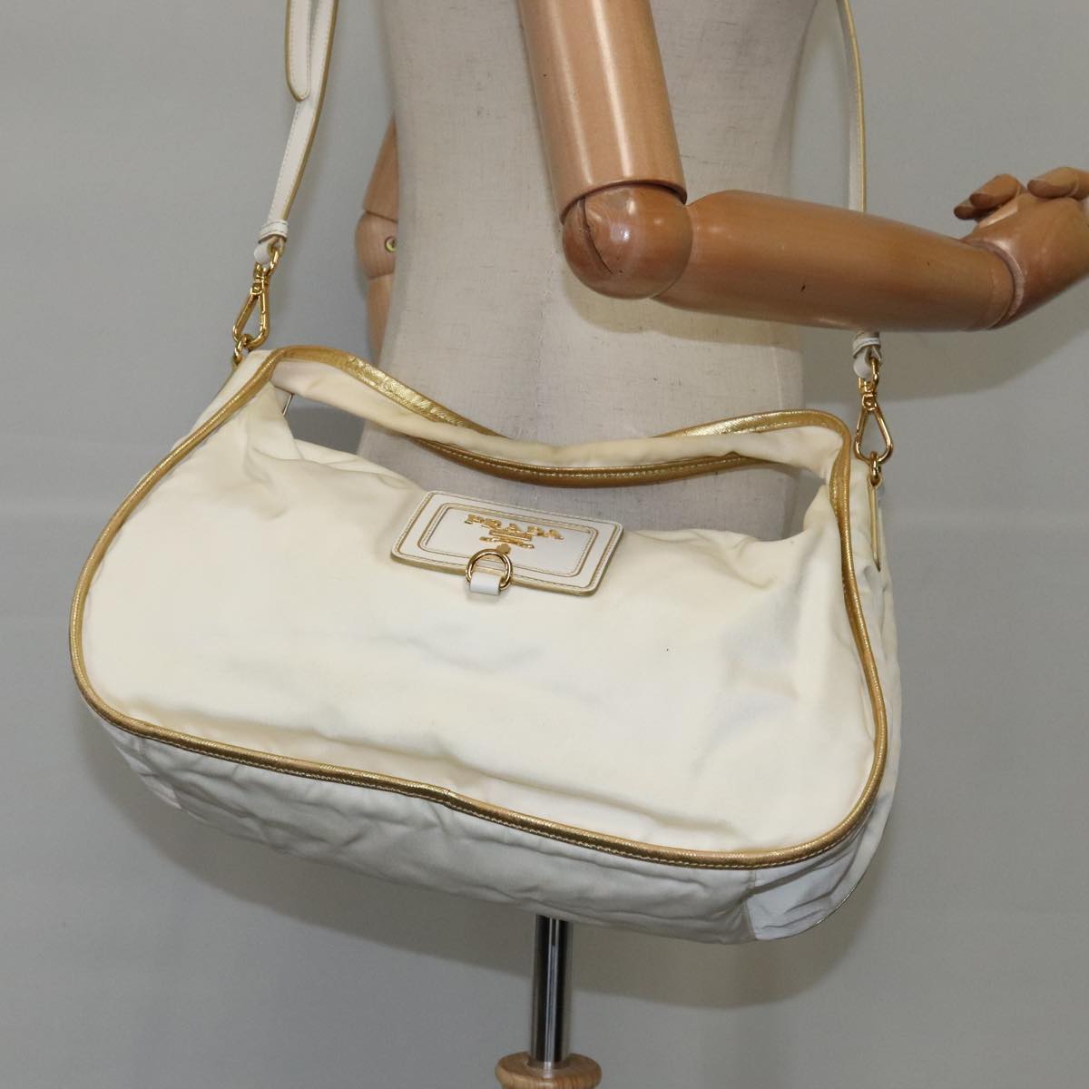 PRADA Hand Bag Nylon 2way White Auth 101889