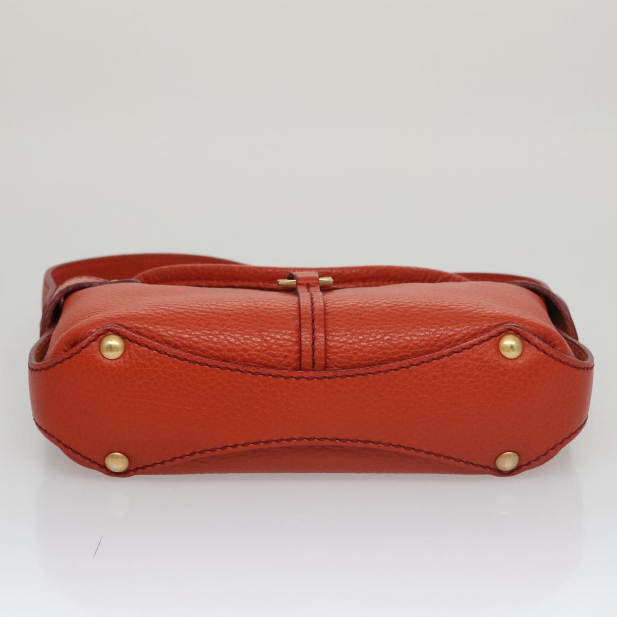 Salvatore Ferragamo Gancini Hand Bag Leather Orange Gold Auth 101900