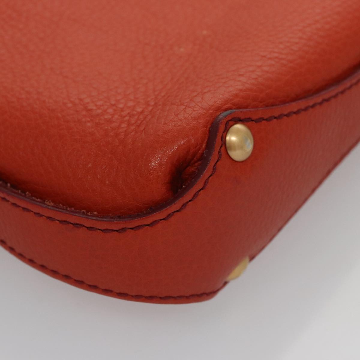 Salvatore Ferragamo Gancini Hand Bag Leather Orange Gold Auth 101900