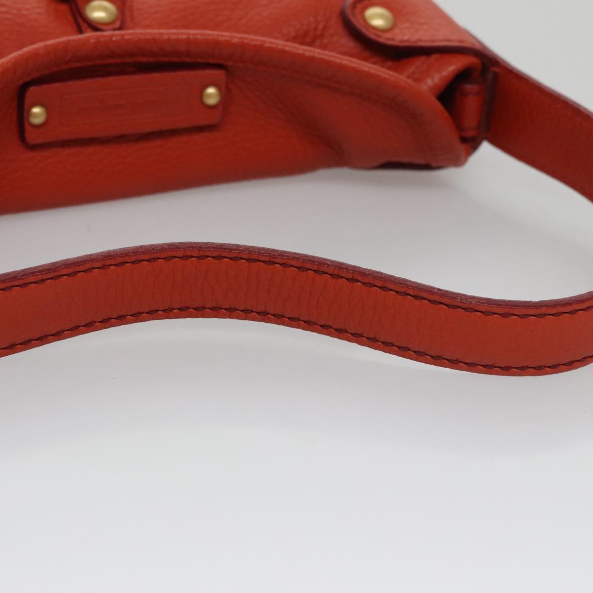 Salvatore Ferragamo Gancini Hand Bag Leather Orange Gold Auth 101900