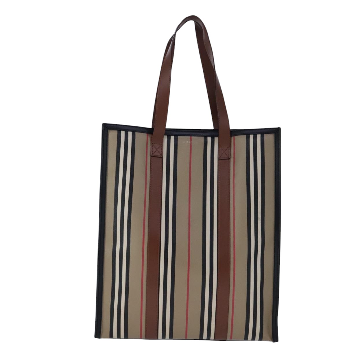 BURBERRY Nova Check Tote Bag PVC Leather Beige Auth 101908