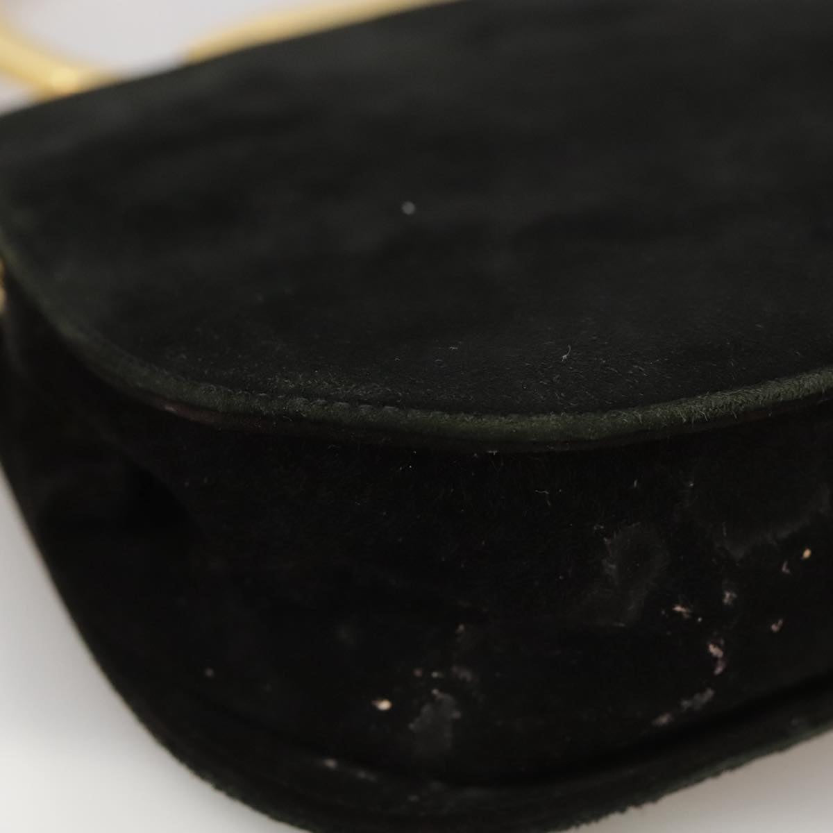 Salvatore Ferragamo Gancini Hand Bag Suede 2way Black Gold Auth 101932