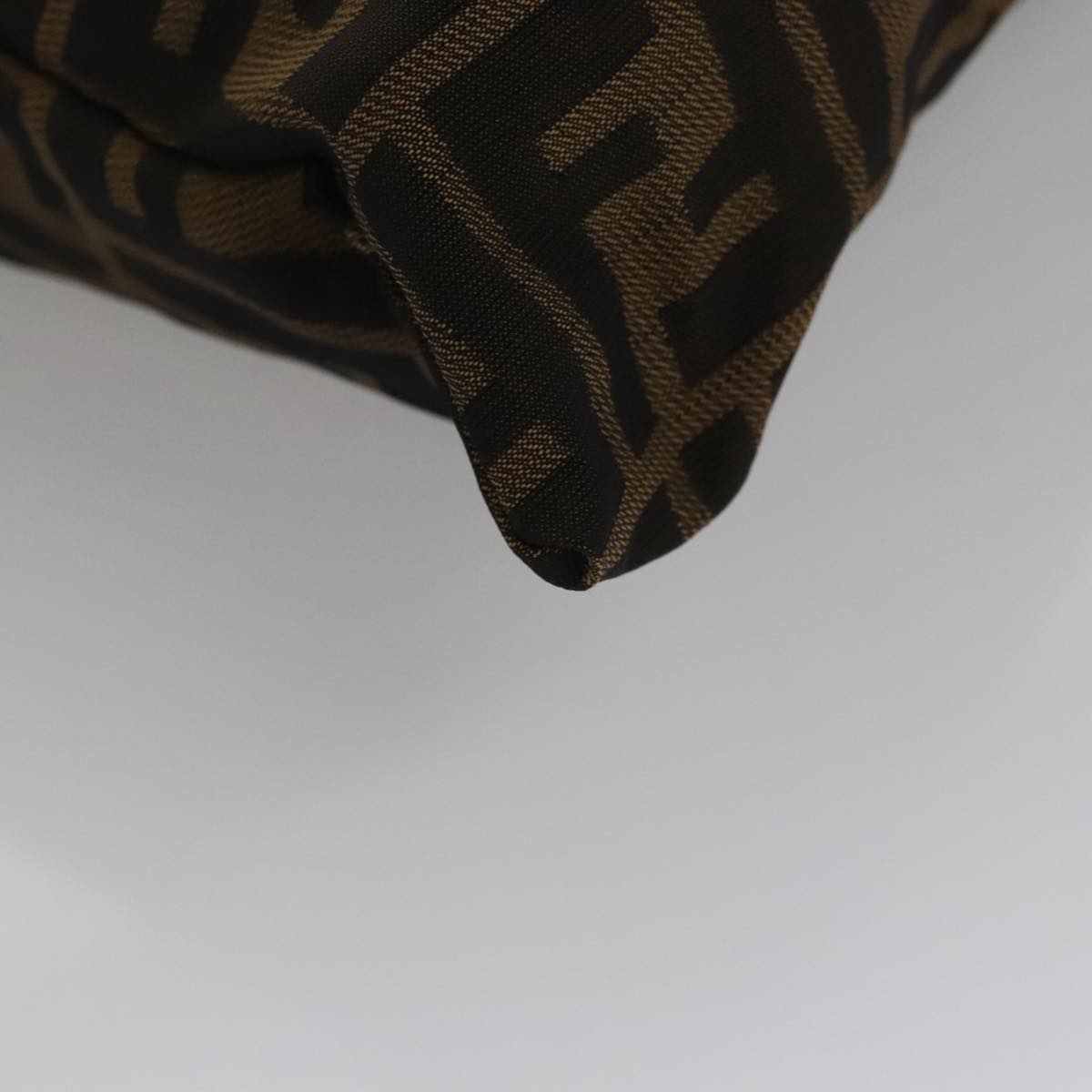 FENDI Zucca Canvas Drawstring Bag Brown Black Auth 101941
